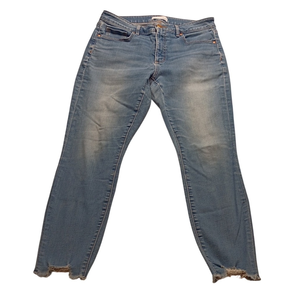 Loft Curvy Skinny Jeans Women's 29/8 Step Hem Light Wash Denim Casual Blue Pants